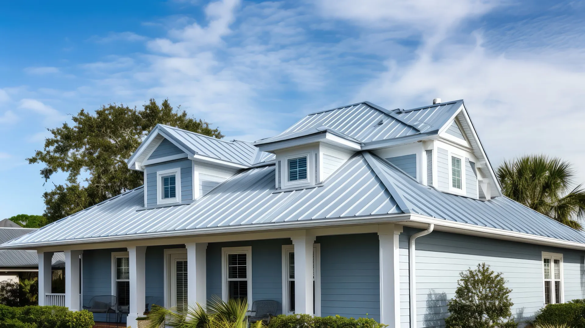 Florida coastal home with a new standing-seam metal roof